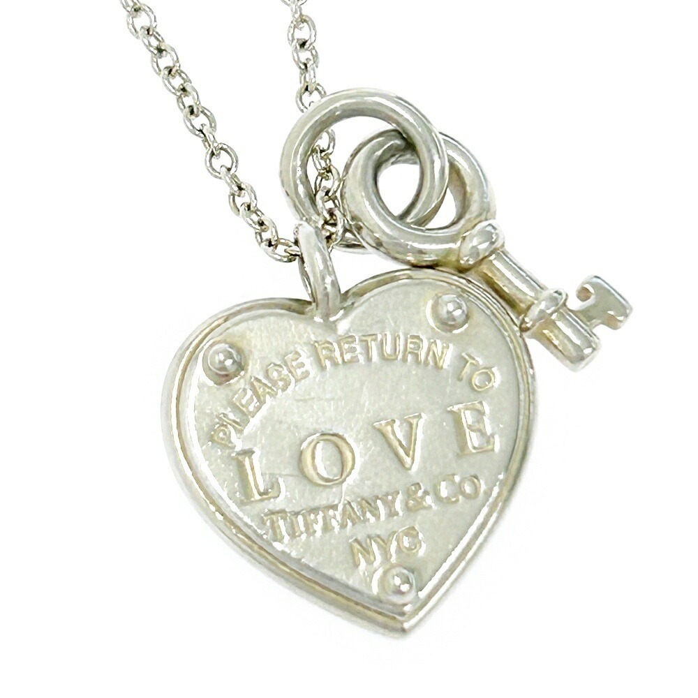 Tiffany Return to Love Heart Tag & Key Necklace Silver